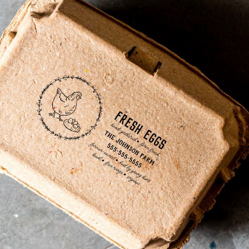Chicken Name Family Farm Egg Carton Rubber Stamp
