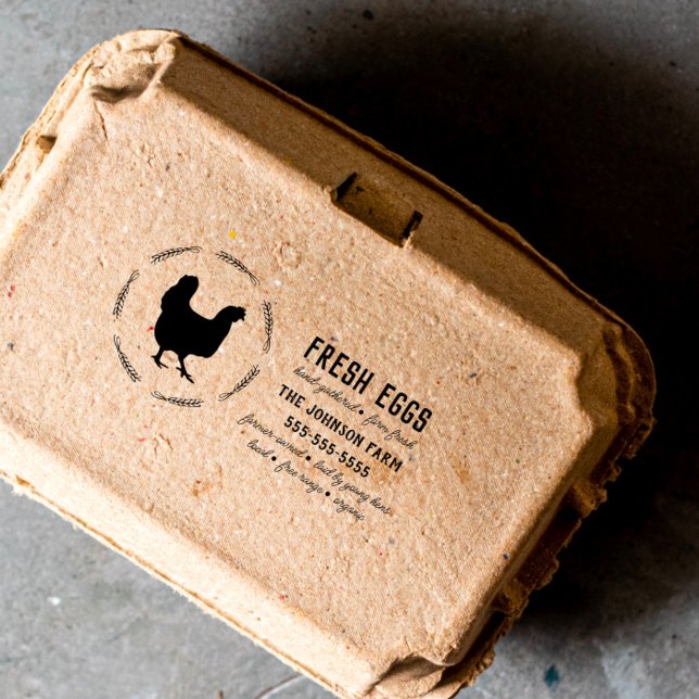 Chicken Name Family Farm Egg Carton Rubber Stamp (Creator Uploaded)