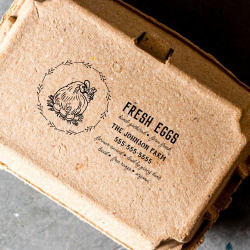 Chicken Name Family Farm Egg Carton Rubber Stamp