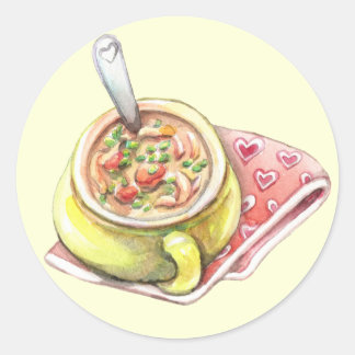 Chicken Noodle Soup Classic Round Sticker