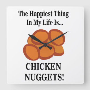 Chicken Nugget Fast Food Funny Chicken Nugget Square Wall Clock
