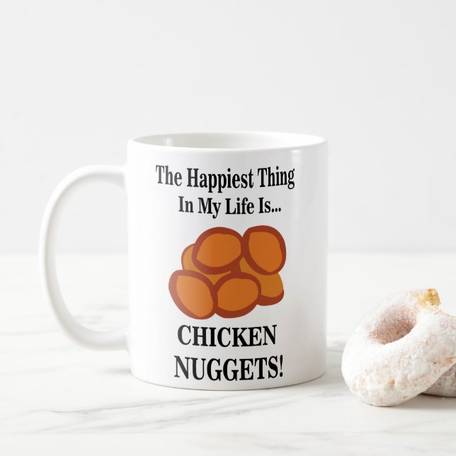 Chicken Nugget Fast Food Funny  Coffee Mug (With Donut)