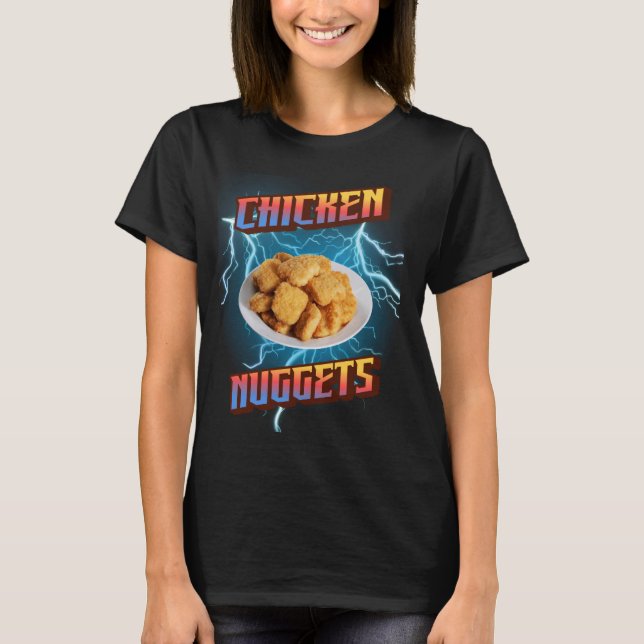 Chicken Nuggets Funny Heavy Metal, Rap Bootleg Sty T-Shirt (Front)
