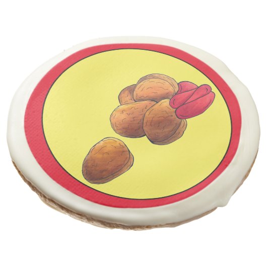 Chicken Nuggets Ketchup Junk Fast Food Foodie Sugar Cookie (Angled)