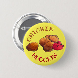 Chicken Nuggets with Ketchup Junk Food Foodie Button