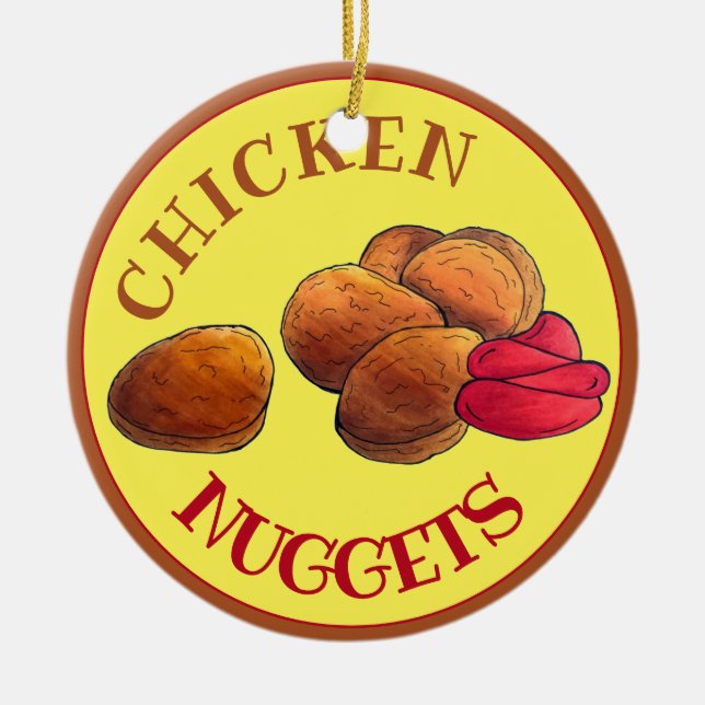 Chicken Nuggets with Ketchup Junk Food Foodie Ceramic Ornament (Front)