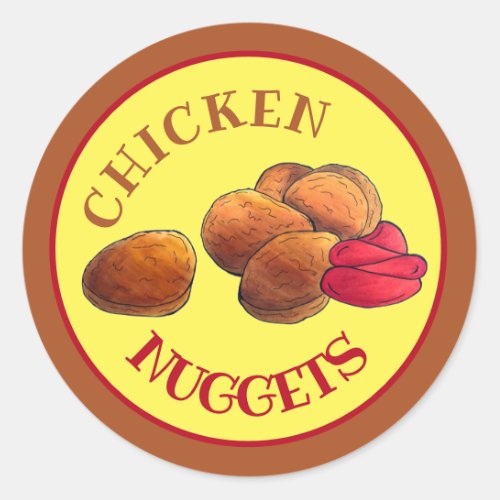 Chicken Nuggets with Ketchup Junk Food Foodie Classic Round Sticker