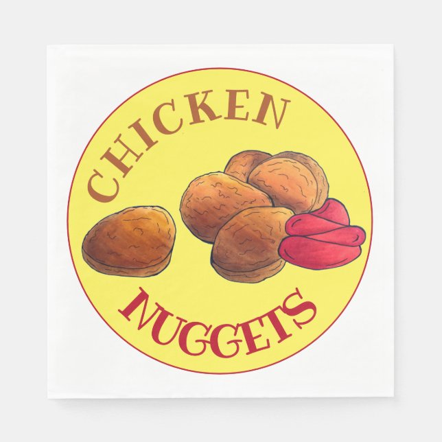 Chicken Nuggets with Ketchup Junk Food Foodie Napkins (Front)