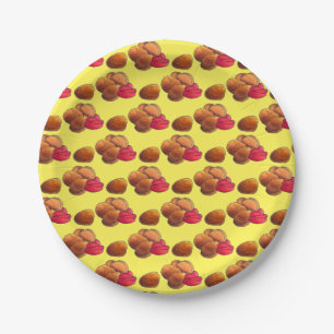 Chicken Nuggets with Ketchup Junk Food Foodie Paper Plates