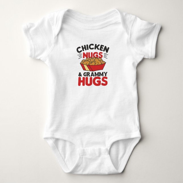 Chicken Nugs And grammy Hugs Funny Food Nuggets Baby Bodysuit (Front)
