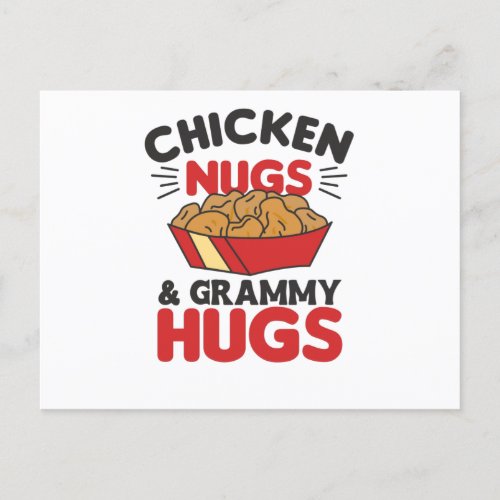 Chicken Nugs And grammy Hugs Funny Food Nuggets Postcard