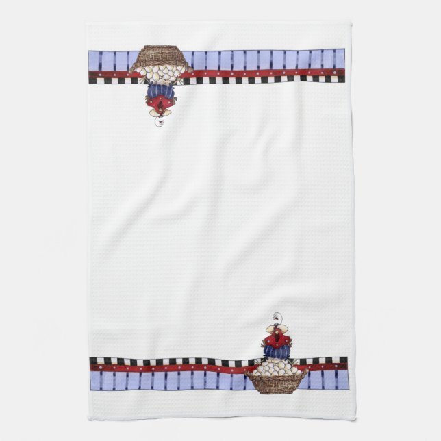 Chicken on a Basket - Kitchen Towel (Vertical)