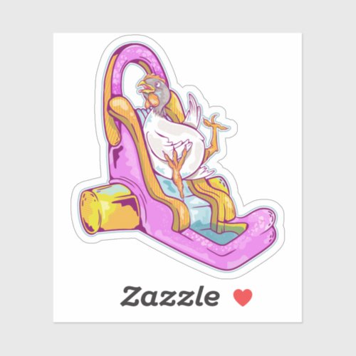 Chicken on a waterslide sticker