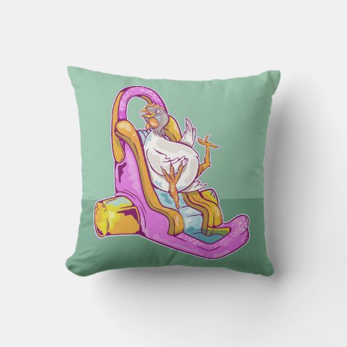 Chicken on a waterslide throw pillow