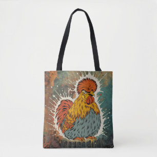 Chicken on colors tote bag