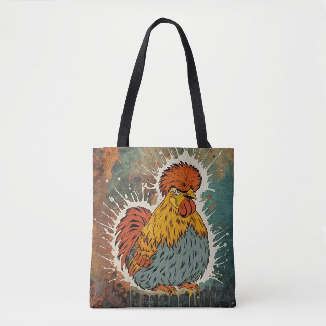 Chicken on colors tote bag (Front)