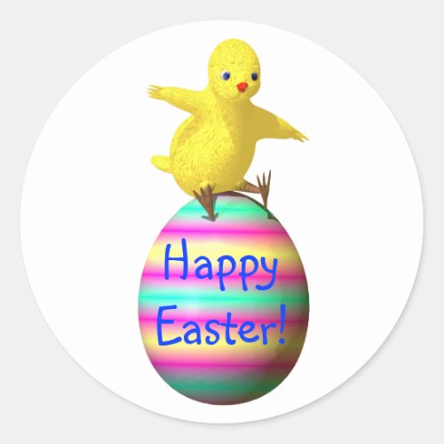 Chicken on Easter Egg Classic Round Sticker
