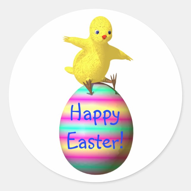 Chicken on Easter Egg Classic Round Sticker (Front)