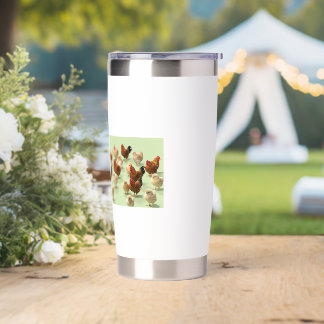 Chicken on light green background insulated tumbler