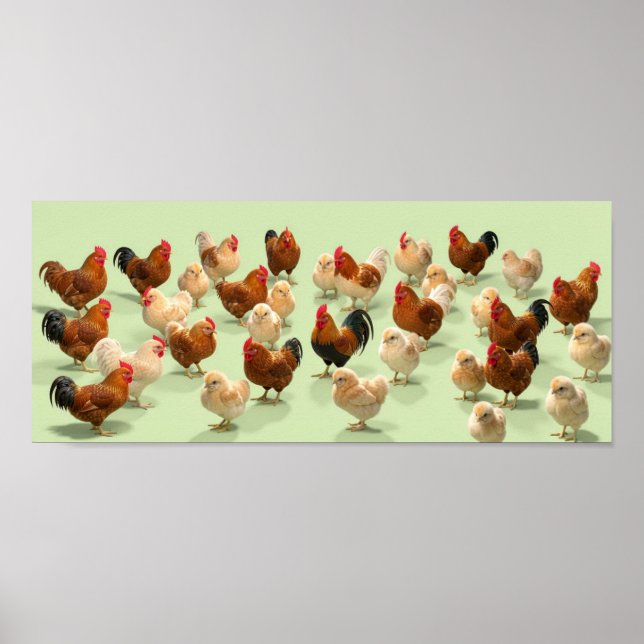 Chicken on light green background poster (Front)