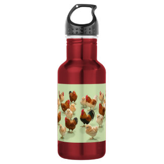 Chicken on light green background stainless steel water bottle