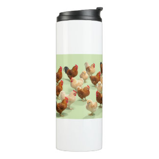 Chicken on light green background thermal tumbler