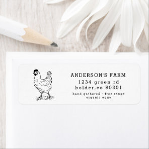 Chicken Organic Egg Farm Return Address Label