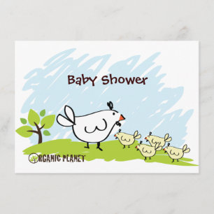 Chicken Organic Planet Baby Shower Invitations