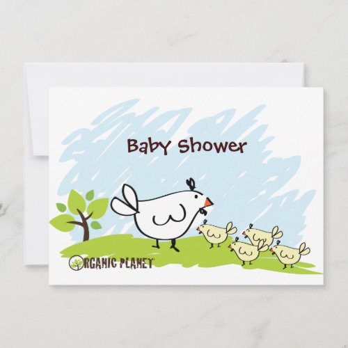 Chicken Organic Planet Baby Shower Invitations