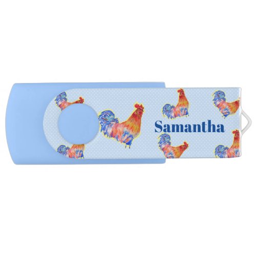 Chicken Painting Girls Customizable Name USB Stick Flash Drive