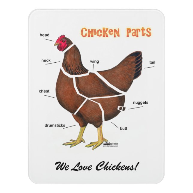 Chicken Parts Door Sign (Contemporary Vert)