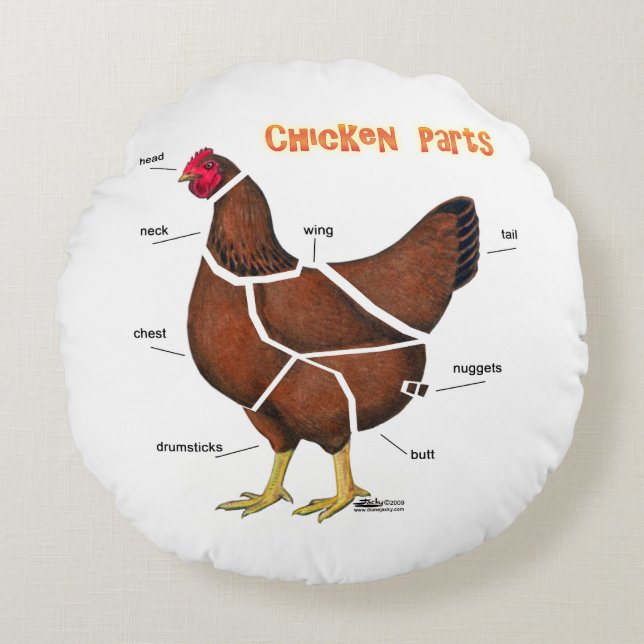 Chicken Parts Round Pillow (Front)