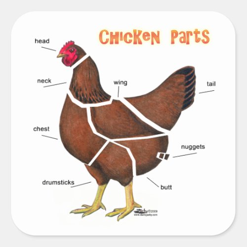 Chicken Parts Square Sticker