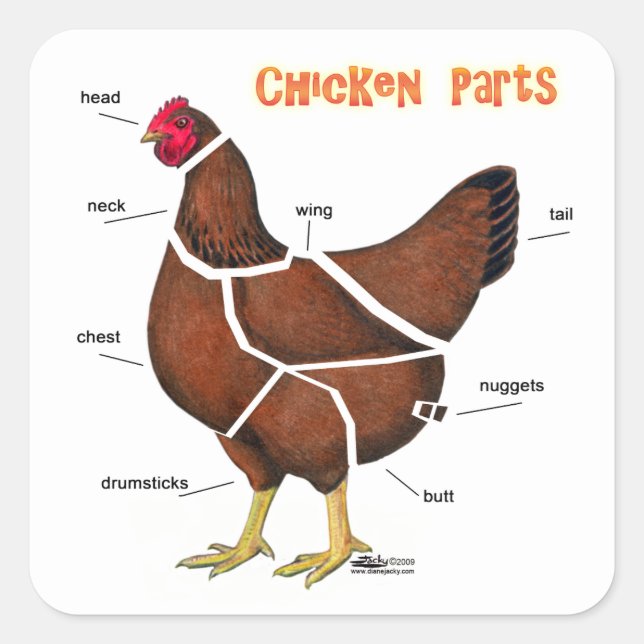 Chicken Parts Square Sticker (Front)