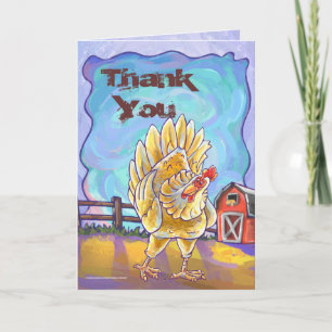 Chicken Party Center Letterpress Thank You Card