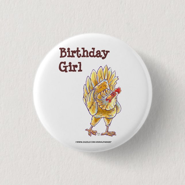 Chicken Party Center Pinback Button (Front)