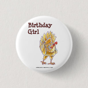 Chicken Party Center Pinback Button