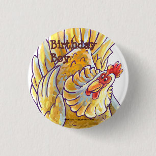 Chicken Party Center Pinback Button