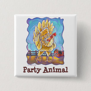 Chicken Party Center Pinback Button