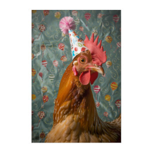 Chicken Party Hat Acrylic Print