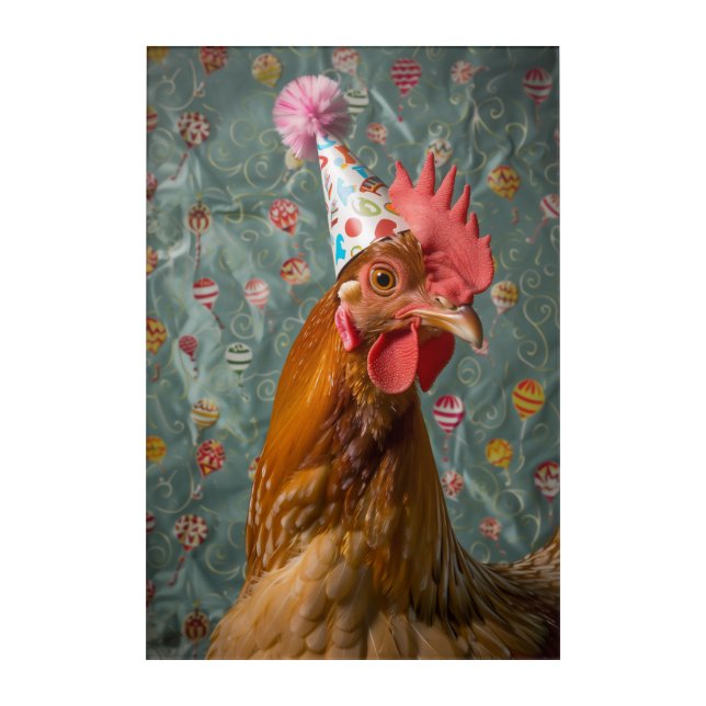 Chicken Party Hat Acrylic Print (Front)