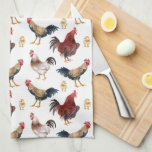 Chicken Pattern Kitchen Towels<br><div class="desc">Whimsical and rustic kitchen towel featuring watercolor illustration of chickens and a chick.</div>