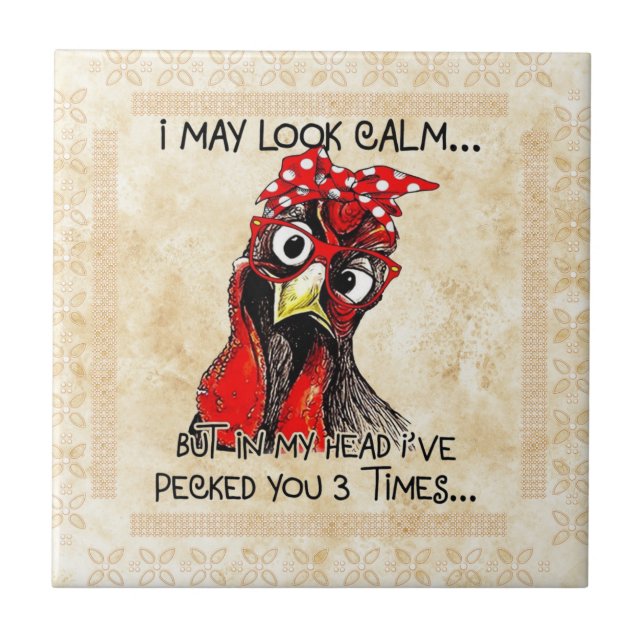 Chicken Pecking People Ceramic Tile (Front)