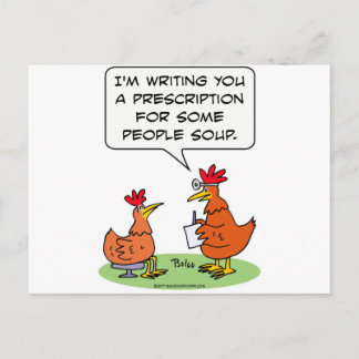 chicken people doctor patient soup postcard