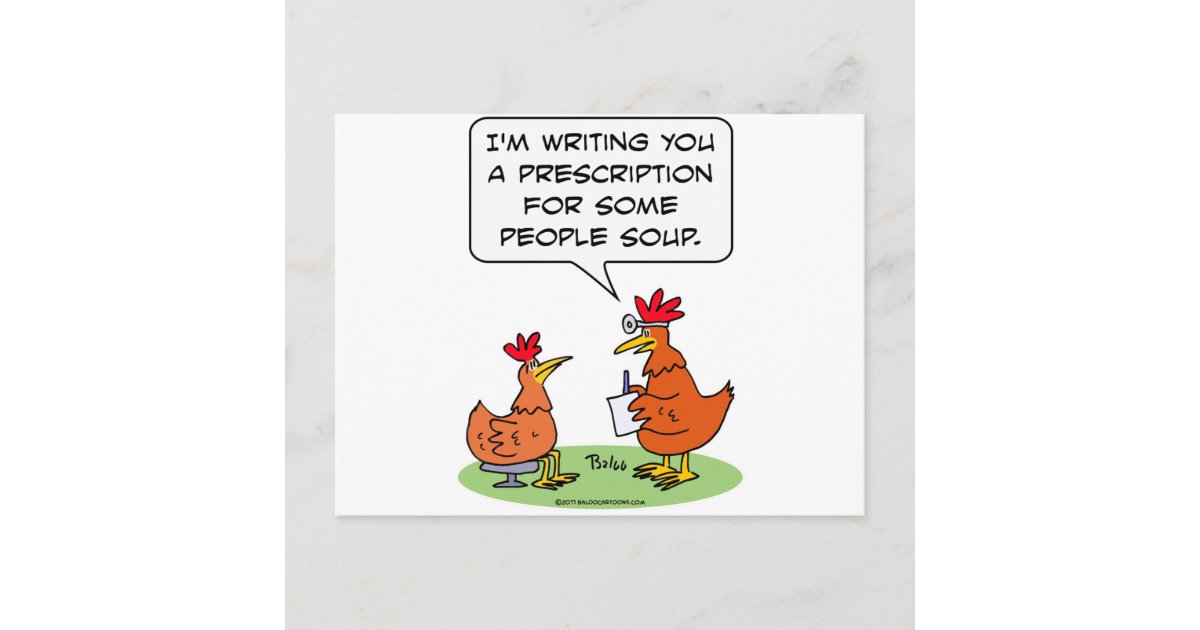 chicken people doctor patient soup postcard | Zazzle