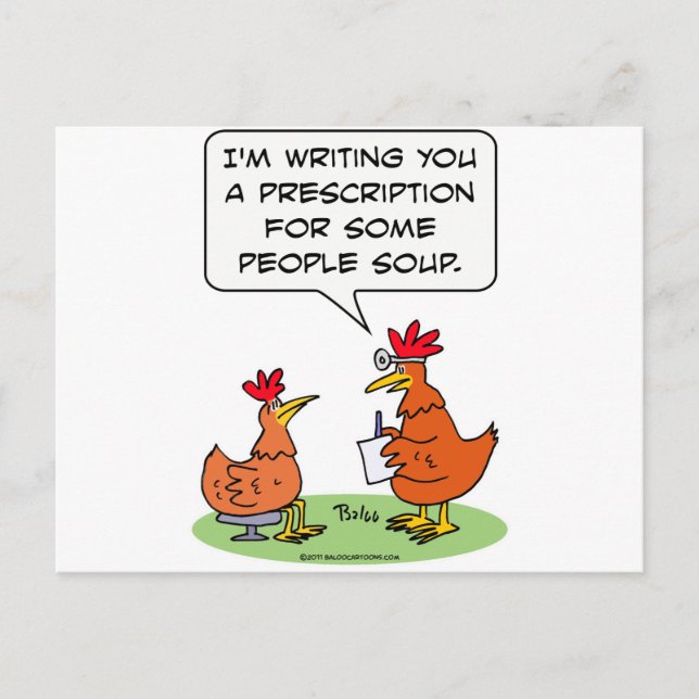 chicken people doctor patient soup postcard (Front)