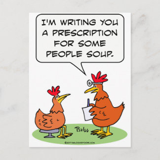 chicken people doctor patient soup postcard