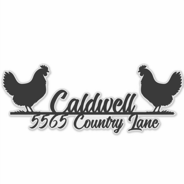 Chicken Personalized Mailbox Address Sticker (Front)