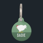 Chicken Pet ID Tag<br><div class="desc">This pet ID tag features an adorable chicken design on a green background with space for a pet's name to be added. It's a cute and fitting choice for a backyard chicken keeper or anyone with a fondness for farm animals, offering a playful and personalized way to ensure their feathered...</div>