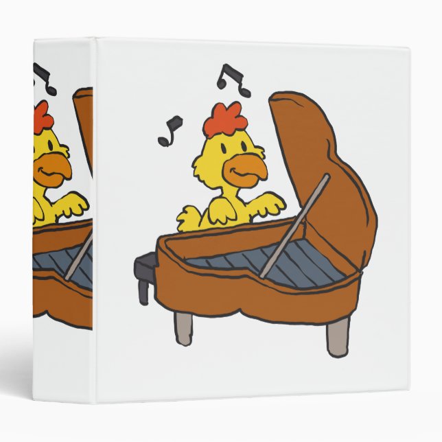 Chicken piano cartoon | Choose background color 3 Ring Binder (Front/Spine)